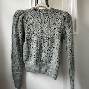 Green/grey Astr the label puff sleeve sweater